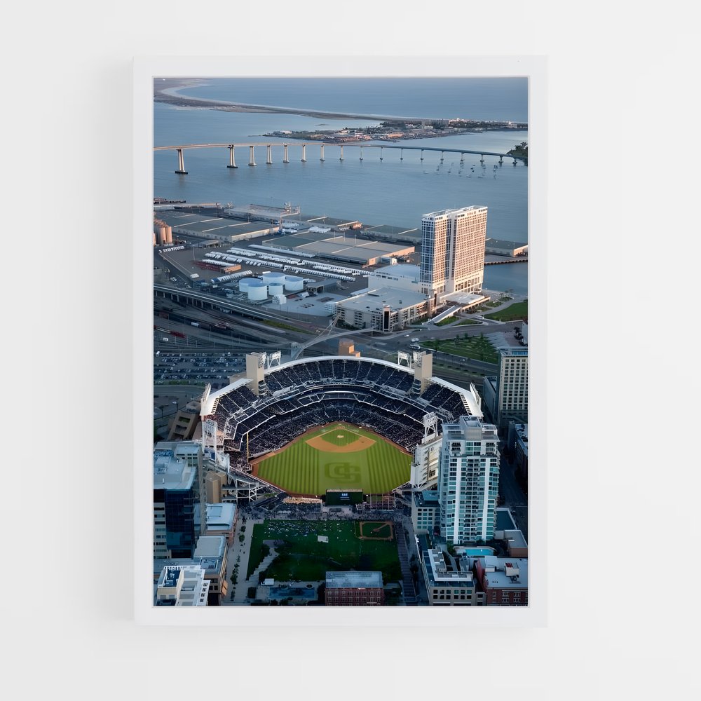 Poster San Diego Skyline et Baseball (vue 3)